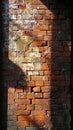 Sunlight casting shadows on a textured brick wall Royalty Free Stock Photo