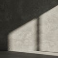 Sunlight casts a rectangular shadow on a textured concrete wall, creating a stark