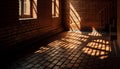 Sunlight casts shadows on ancient brick architecture indoors generated by AI