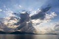 Sunlight through the clouds at dawn, island Koh Samui, Thailand