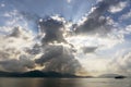 Sunlight through the clouds at dawn, island Koh Samui, Thailand