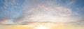 Sunlight, clouds and pastel blue sky background, panoramic angle view sky white cloud and bright sun for background Royalty Free Stock Photo