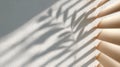 Sunlight creating striped shadows and abstract patterns a textured white window wall blinds with Royalty Free Stock Photo
