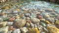 Sunlight dancing on a pebbled riverbed through clear water. Royalty Free Stock Photo