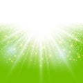 Sunlight effect sparkle on green background with glitter copy sp