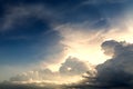Sunlight in the evening sky is very cloudy. Royalty Free Stock Photo