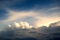Sunlight in the evening sky is very cloudy. Royalty Free Stock Photo