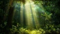 Sunlight filtering through the lush greenery of a forest on a bright and sunny day Royalty Free Stock Photo