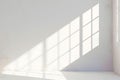 Sunlight floods through window into white empty room, 3D rendering