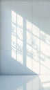 Sunlight floods through window into white empty room, 3D rendering