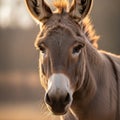 Sunlight gently illuminates the donkey, creating a warm backdrop Royalty Free Stock Photo