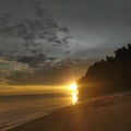 sunset in the corner of the tamborasi river, kolaka Utara, southeast Sulawesi province, which is the shortest river Royalty Free Stock Photo