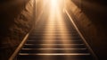 Sunlight graces the stairway, signifying the ascent to heaven and the promise of resurrection