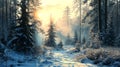 When the sunlight hit the snowy trees, all the beauty and wonder come together, Generative AI