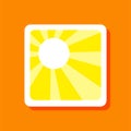 Sunlight icon isolated on orange background.