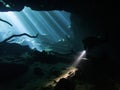 Sunlight illuminates the cavern zone at Catfish Hotel in Manatee Springs State Park, Florida