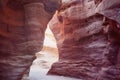 sunlight makes it way through the rocks of the great red canyon in Eilat in Israel