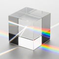 Sunlight passes through the cube refracting into a vivid rainbow of Royalty Free Stock Photo