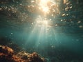 Underwater Sunlight Rays in the Deep Ocean Royalty Free Stock Photo