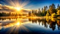 Sunlight Plays on a Still Water Surface Generative AI Algorithmically generated Royalty Free Stock Photo