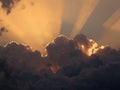 Sunlight Rays Piercing Through Dramatic Evening Clouds Royalty Free Stock Photo