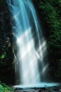 Sunlight rays on waterfall