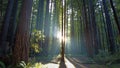 Sunlight and Redwood Trees in California Royalty Free Stock Photo