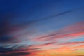 Sunlight reflected in the many clouds in the evening sky