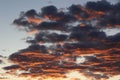 Sunlight reflected off of the sunset clouds Royalty Free Stock Photo