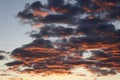 Sunlight reflected off of the sunset clouds Royalty Free Stock Photo