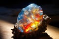 sunlight reflecting off a rare opal stone Royalty Free Stock Photo