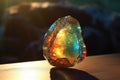 sunlight reflecting off a rare opal stone Royalty Free Stock Photo