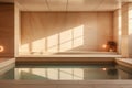 Sunlight on relaxation pool at modern health spa facility, created using generative ai technology Royalty Free Stock Photo