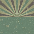 Sunlight retro faded grunge poster. dirty green and beige color burst background. Vector illustration Royalty Free Stock Photo