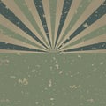 Sunlight retro faded grunge poster. dirty green and beige color burst background. Vector illustration. Royalty Free Stock Photo