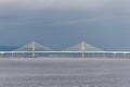 Sunlight on the Severn Crossing Bridge into Wales Royalty Free Stock Photo