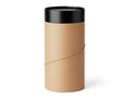Minimal Kraft Paper Cylinder Packaging Tube with Black Lid Isolated on White Background Royalty Free Stock Photo