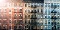 Sunlight shining on old apartment buildings on Eldridge street in the Lower East Side neighborhood of New York City Royalty Free Stock Photo