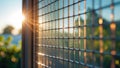 Sunlight shining through wire mesh at sunset creating beautiful light pattern Royalty Free Stock Photo