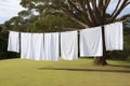 Cotton clothesline line rope dry clean white air clothes sunlight laundry summer Royalty Free Stock Photo