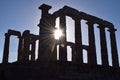 Sunlight at Sounion the ancient Greek temple of Poseidon Royalty Free Stock Photo