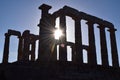 Sunlight at Sounion the ancient Greek temple of Poseidon