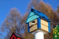 Birdhouse on a sunny spring bright day Royalty Free Stock Photo