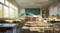 The sunlight-filled classroom. AI generated Royalty Free Stock Photo