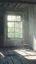 Sunlight streaming through an old window in an abandoned room Royalty Free Stock Photo