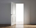 Sunlight Streaming Through a Slightly Opened Door in a Tranquil Room Royalty Free Stock Photo