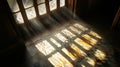 Sunlight streaming through a window and casting patterns on the floor. Royalty Free Stock Photo