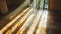 Sunlight streaming through a window and casting patterns on the floor. Royalty Free Stock Photo