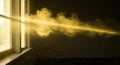 Sunlight streaming through window dust particles golden light Royalty Free Stock Photo