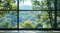 Sunlight streaming through window overlooking green forest Royalty Free Stock Photo